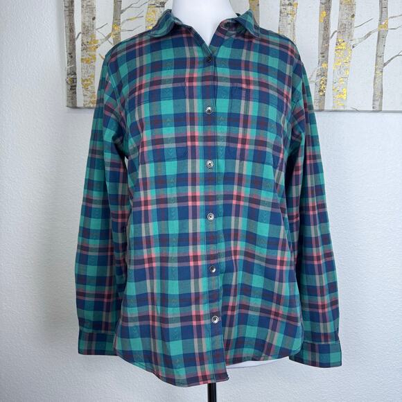 Royal Robbins Plaid Long Sleeve Button Down Hiking Shirt Teal Blue Large - Picture 1 of 6